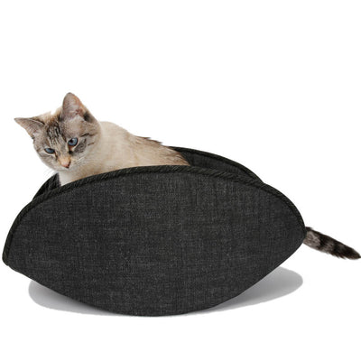 Designed to accommodate multiple cats or cats over 18 pounds, our jumbo-size Cat Canoe® bed is made with black-on-black cotton fabrics over high-density foam panels
