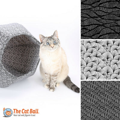 Cat Beds in Abstract Black and White Fabrics