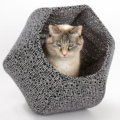 Coordinating Cat Beds - Black and White Bricks