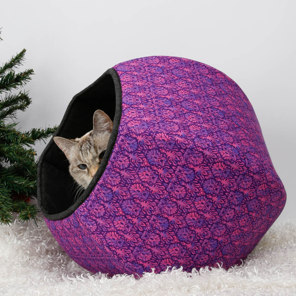 Cat Ball Bed Purple Black Foulard The Cat Ball