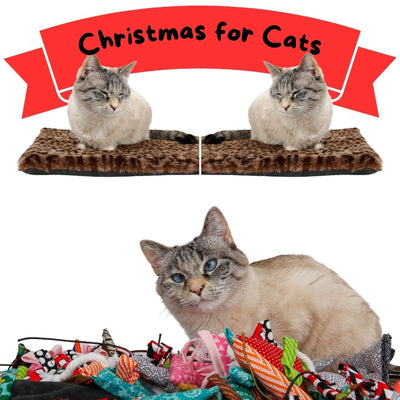 Merry Catmas! Here is a gift for cat owners for under $50. You get two of our high-quality plush faux leopard fur sleeping mats and two of our handmade catnip toys. we can include a gift note and ship directly to your cat-loving friend, or keep a set for yourself! Our designs are all original and our products are made in the USA