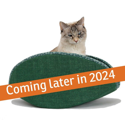 Designed to accommodate multiple cats or cats over 18 pounds, our jumbo-size Cat Canoe® bed is made with a hunter green cotton printed to look like burlap. We are making more of these beds in 2024. 