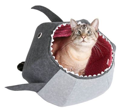 Our shark Cat Ball® cat bed is a customer favorite! Our hexagonal cat bed design is reworked to look like a shark. Made in the USA with 1/2" thick foam panels and 100% cotton fabrics. 